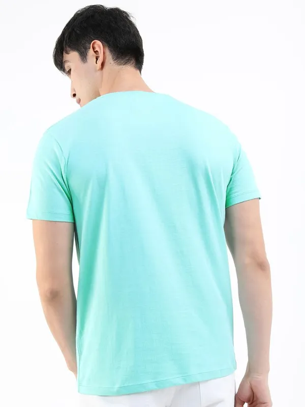 Highlander Men Blue Printed Round Neck Slim Fit T-Shirt