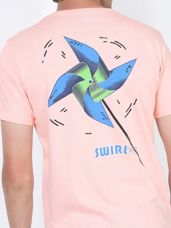 Highlander Men Pink Printed Round Neck Slim Fit T-Shirt