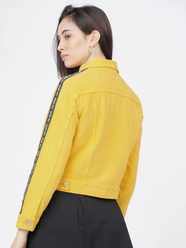 Tokyo Talkies Women Yellow Open Front Jacket