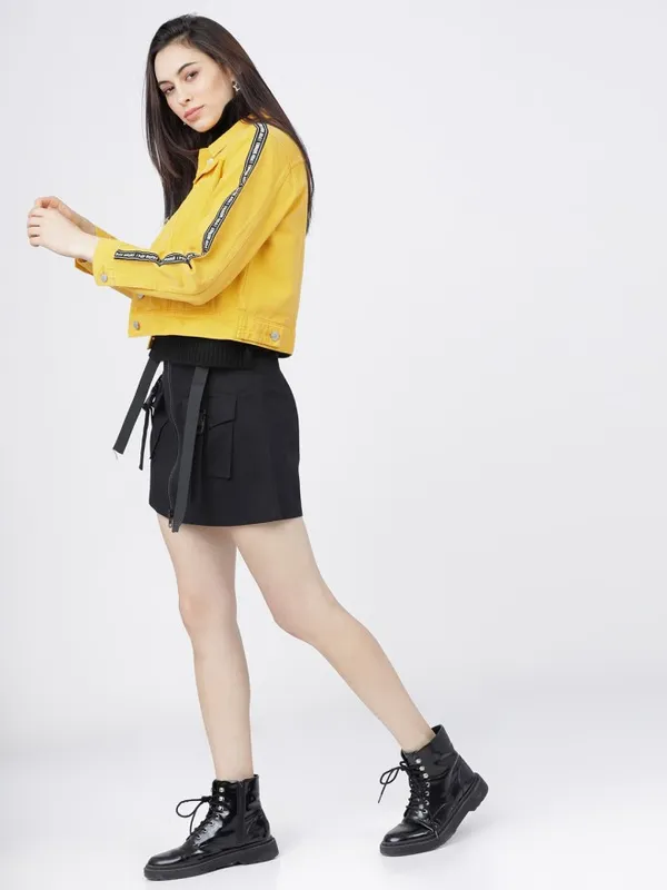 Tokyo Talkies Women Yellow Open Front Jacket