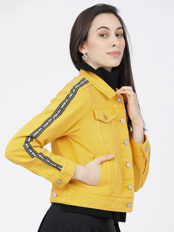 Tokyo Talkies Women Yellow Open Front Jacket