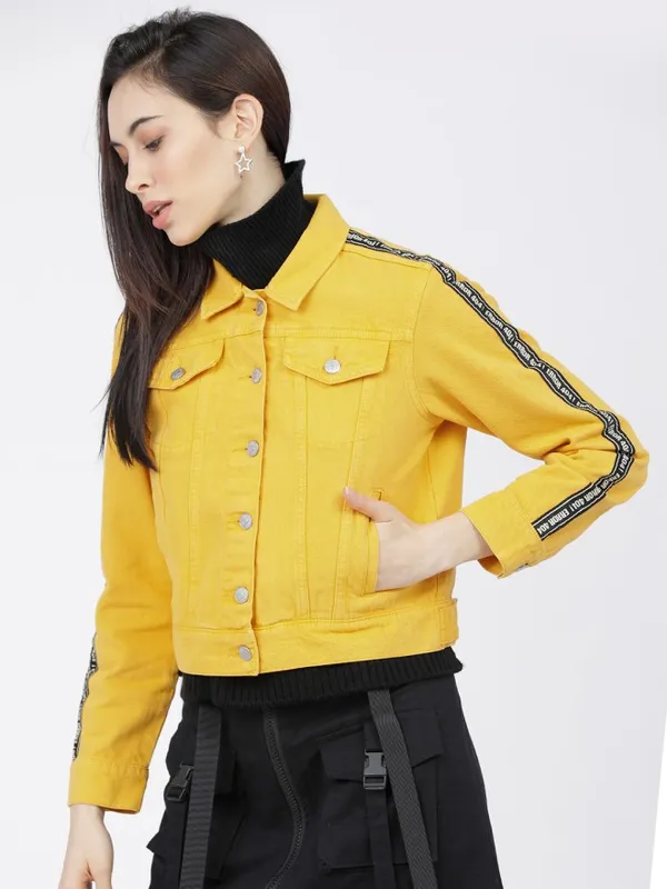 Tokyo Talkies Women Yellow Open Front Jacket