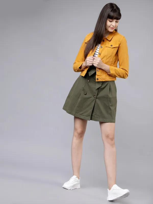 Tokyo Talkies Women Mustard Denim Jacket