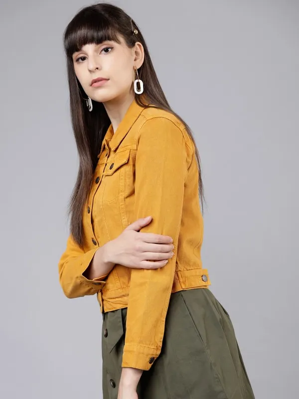 Tokyo Talkies Women Mustard Denim Jacket