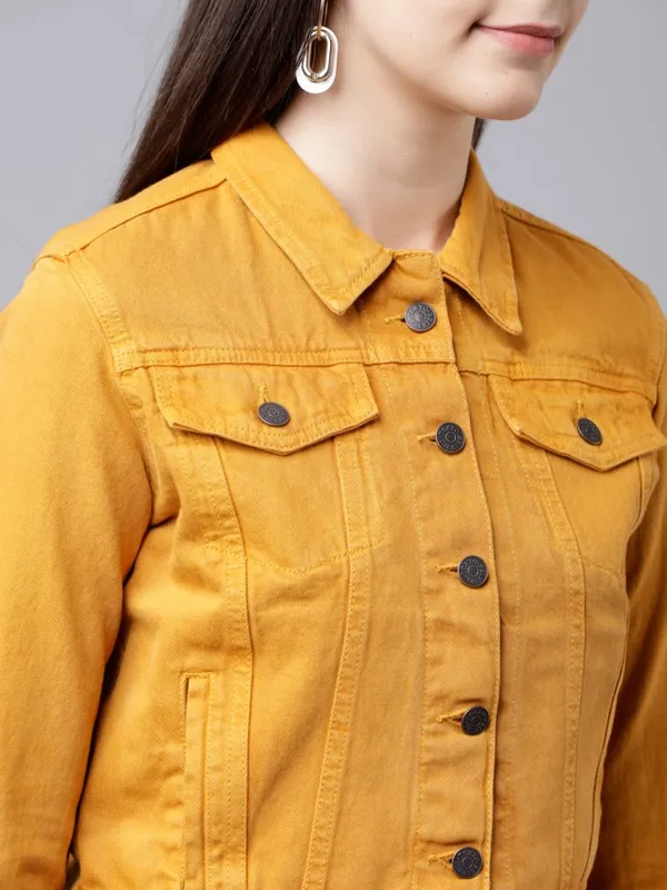 Tokyo Talkies Women Mustard Denim Jacket