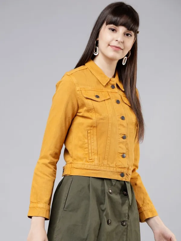 Tokyo Talkies Women Mustard Denim Jacket