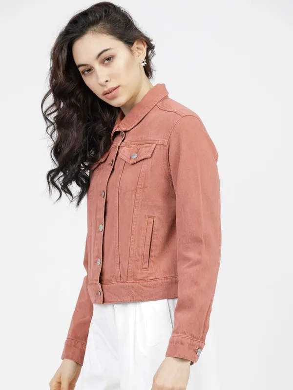 Tokyo Talkies Women Pink Denim Jacket