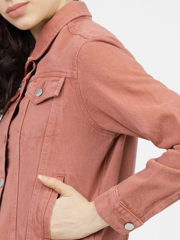 Tokyo Talkies Women Pink Denim Jacket