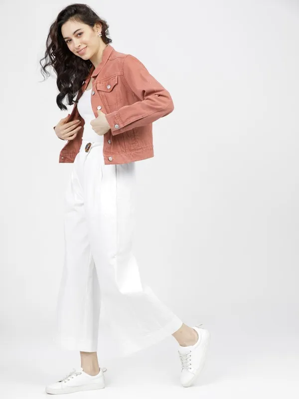 Tokyo Talkies Women Pink Denim Jacket