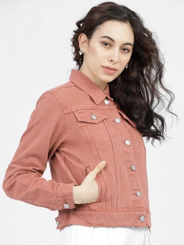 Tokyo Talkies Women Pink Denim Jacket