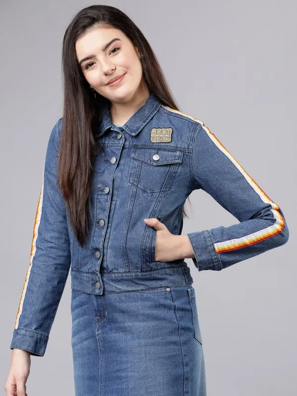 Tokyo Talkies Women Blue Denim Jacket