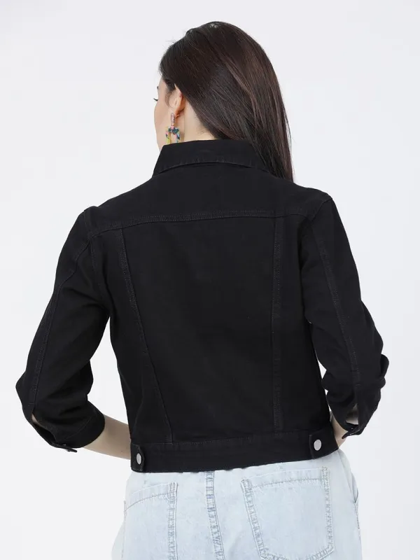 Tokyo Talkies Women Black Denim Jacket