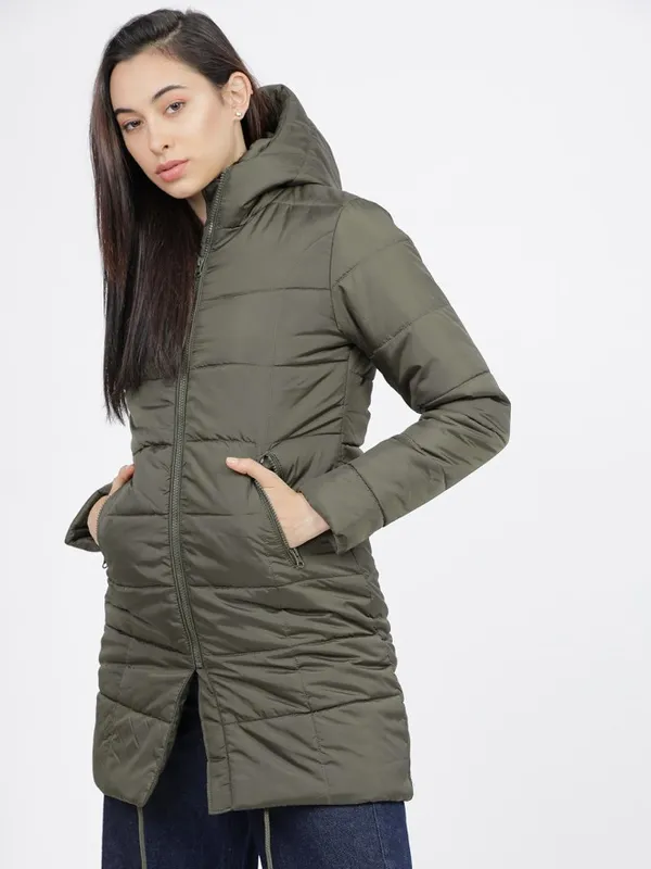 Tokyo Talkies Women Olive Puffer Jacket