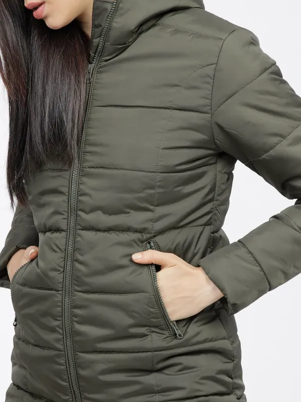 Tokyo Talkies Women Olive Puffer Jacket