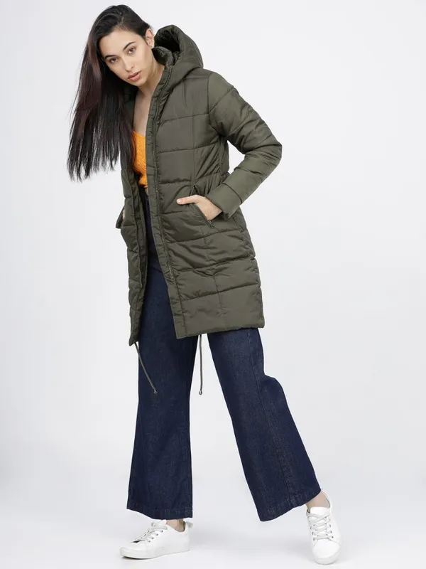 Tokyo Talkies Women Olive Puffer Jacket