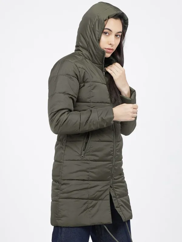 Tokyo Talkies Women Olive Puffer Jacket