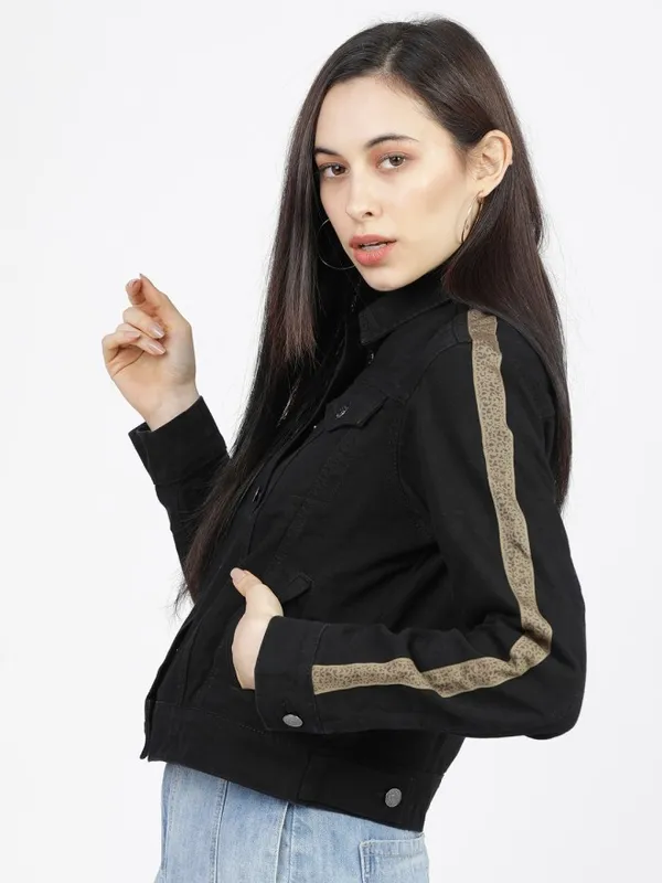 Tokyo Talkies Women Black Denim Jacket