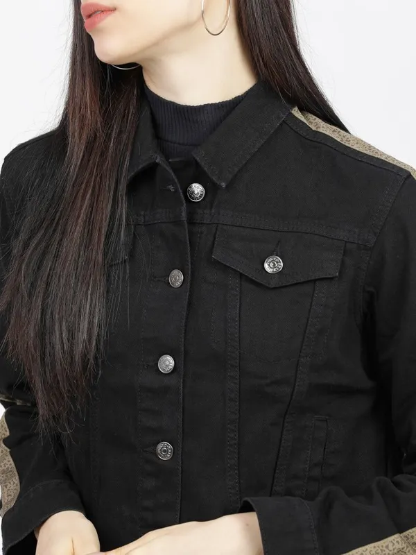Tokyo Talkies Women Black Denim Jacket