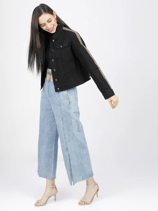 Tokyo Talkies Women Black Denim Jacket