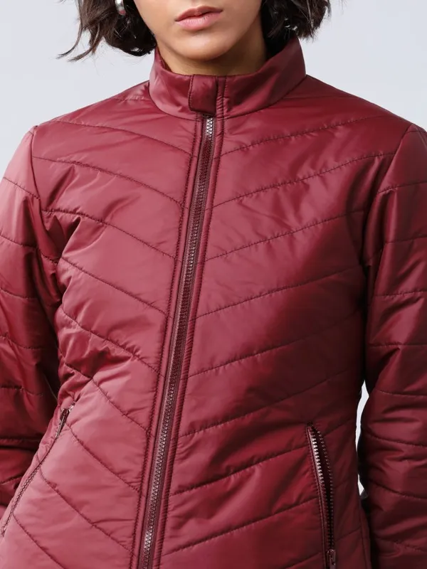 Tokyo Talkies Women Burgundy Puffer Jacket