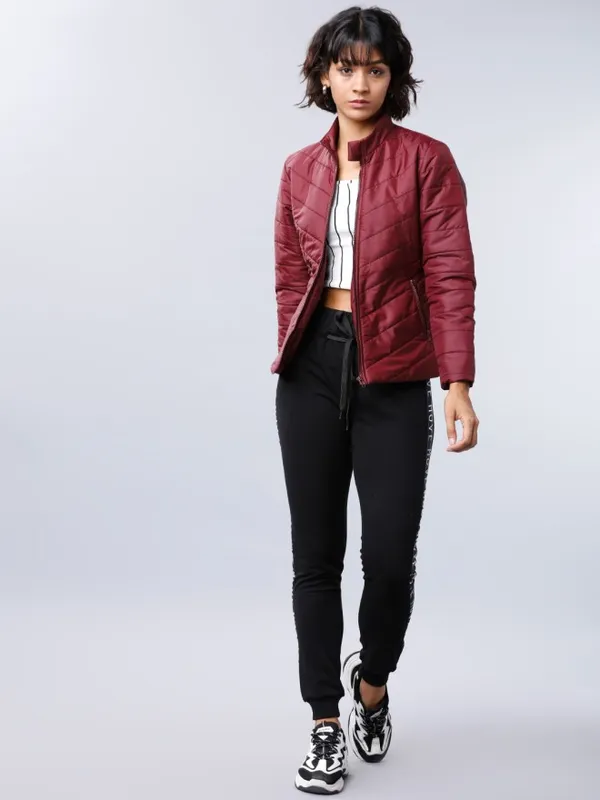 Tokyo Talkies Women Burgundy Puffer Jacket
