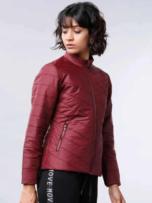 Tokyo Talkies Women Burgundy Puffer Jacket