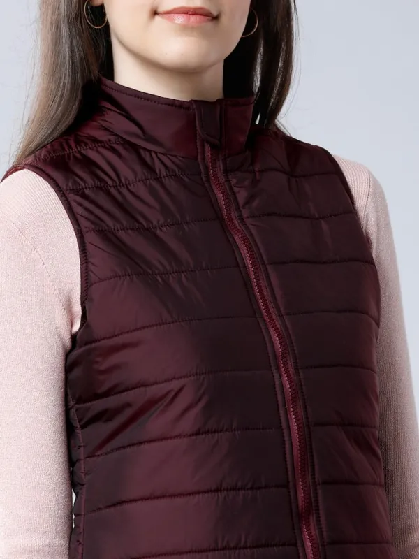 Tokyo Talkies Women Burgundy Puffer Jacket