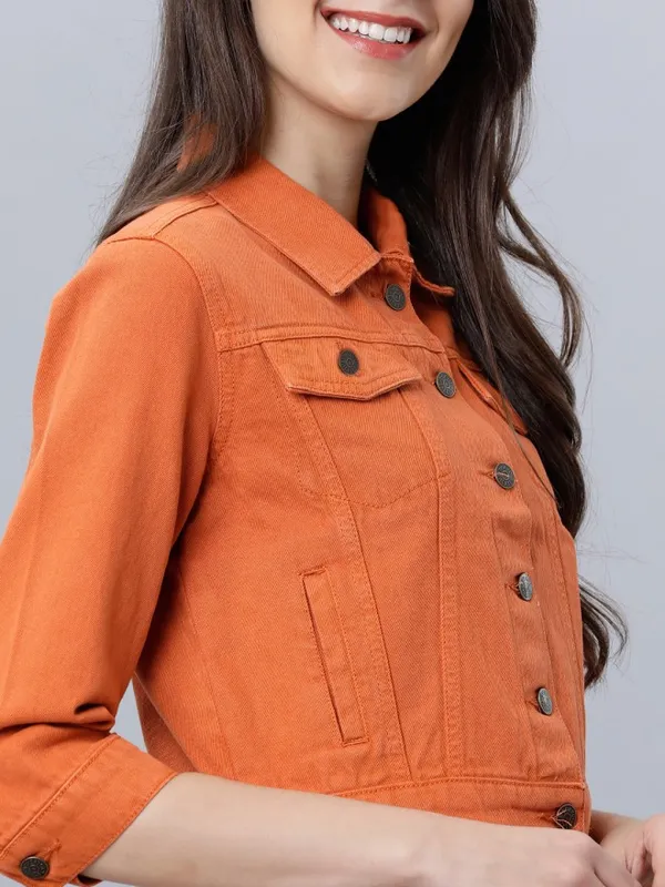 Tokyo Talkies Women Rust Denim Jacket