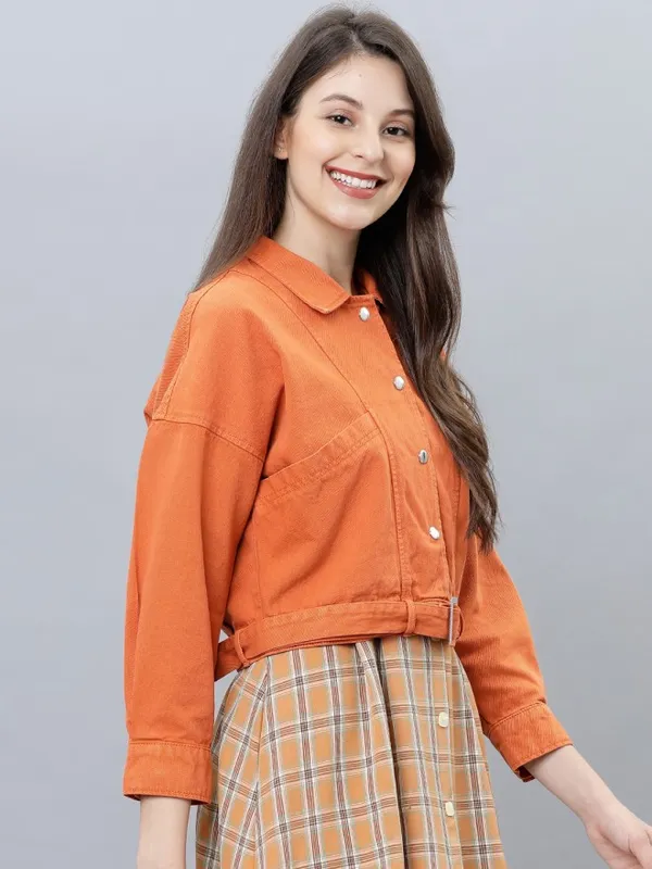 Tokyo Talkies Women Rust Denim Jacket