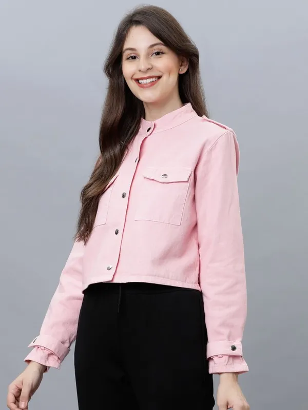 Tokyo Talkies Women Pink Denim Jacket