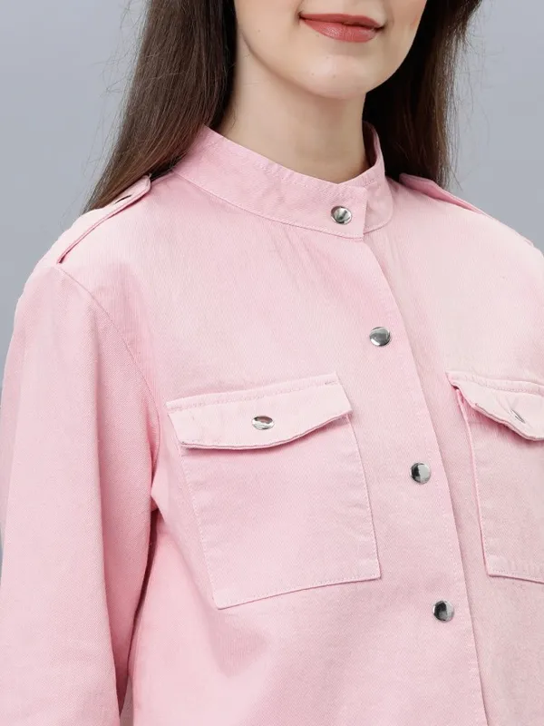 Tokyo Talkies Women Pink Denim Jacket