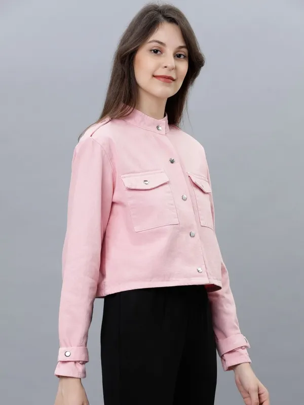 Tokyo Talkies Women Pink Denim Jacket