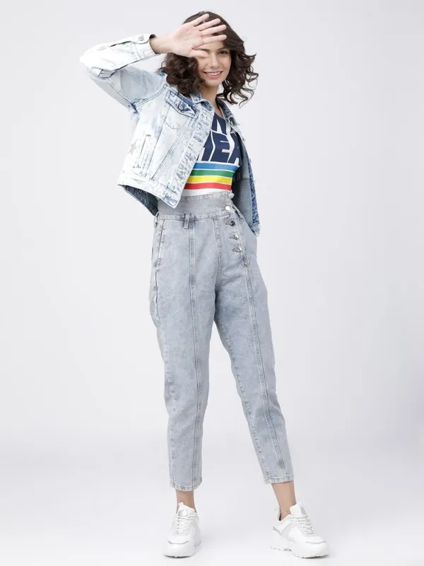 Tokyo Talkies Women Blue Open Front Jacket