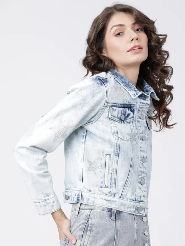Tokyo Talkies Women Blue Open Front Jacket