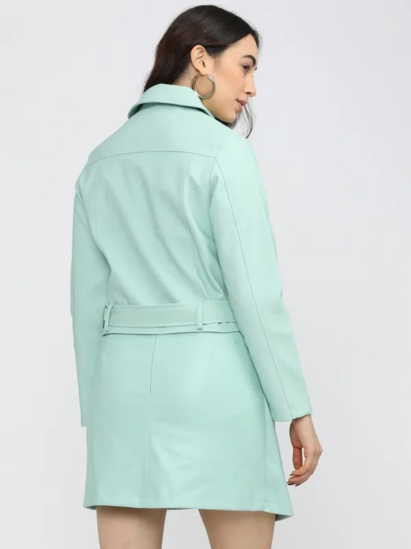 Tokyo Talkies Women Green Open Front Jacket
