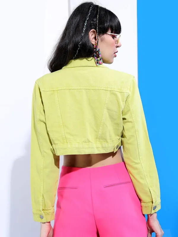 Tokyo Talkies Women Green Denim Jacket