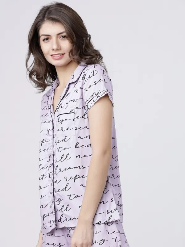 Tokyo Talkies Women Mauve Printed Regular Fit Casual Shirt