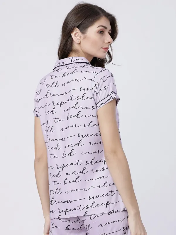 Tokyo Talkies Women Mauve Printed Regular Fit Casual Shirt