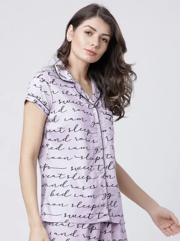 Tokyo Talkies Women Mauve Printed Regular Fit Casual Shirt