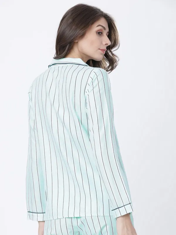 Tokyo Talkies Women Green Striped Regular Fit Casual Shirt