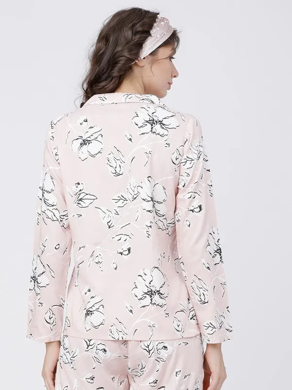 Tokyo Talkies Women Peach Printed Regular Fit Casual Shirt