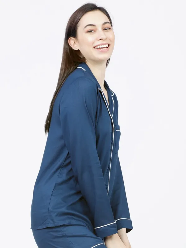 Tokyo Talkies Women Teal Solid Casual Shirt