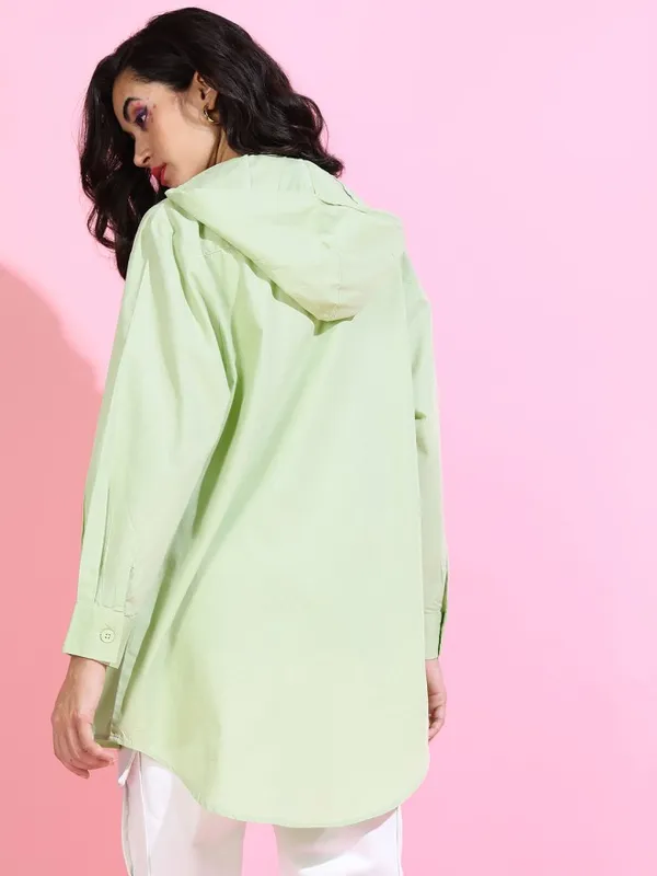 Tokyo Talkies Women Green Printed Regular Fit Casual Shirt