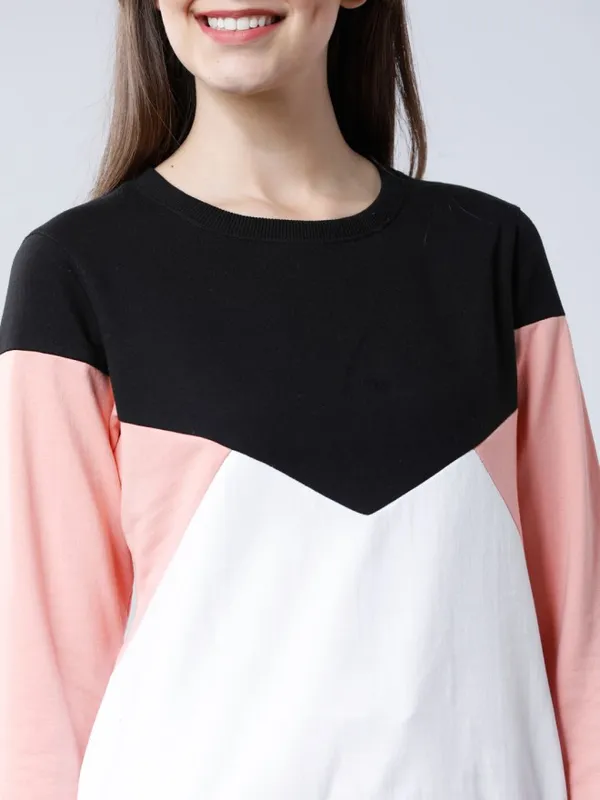 Tokyo Talkies Women Black Solid Pullover Round Neck Sweatshirt