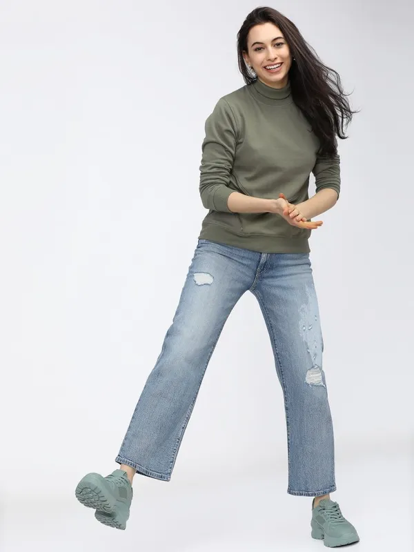 Women Solid Sweatshirt