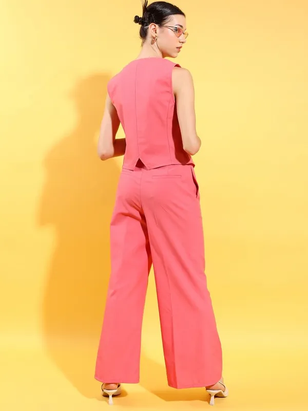 Tokyo Talkies Women Pink Top With Trousers Co-Ords