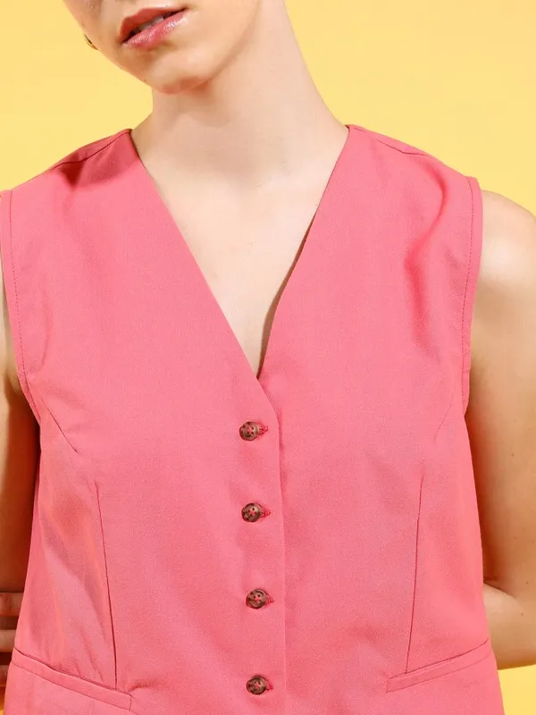 Tokyo Talkies Women Pink Top With Trousers Co-Ords