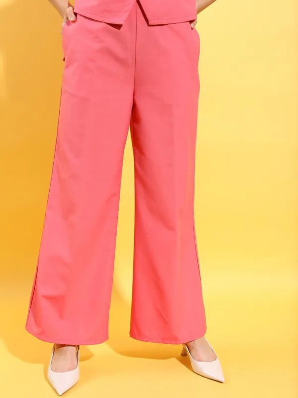 Tokyo Talkies Women Pink Top With Trousers Co-Ords
