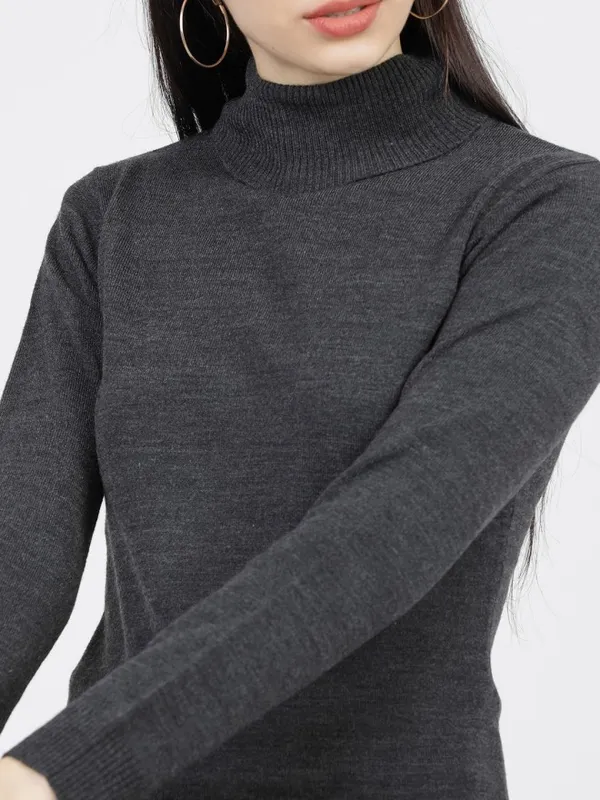 Tokyo Talkies Women Grey Turtle Neck Sweater
