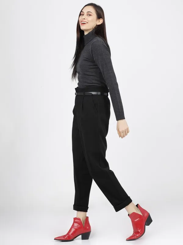 Tokyo Talkies Women Grey Turtle Neck Sweater